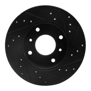 Infiniti G20 Brake Rotor (1) - Front Left - R1 Concepts - Drilled & Slotted - Black - `89-`13